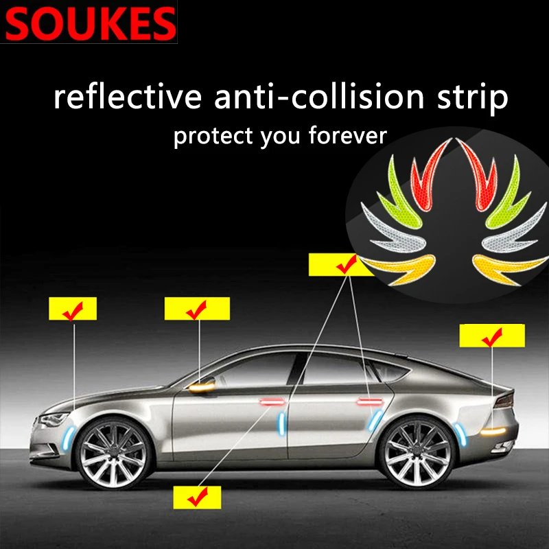 2 шт. светоотражающие автомобильные головы безопасности анти-наклейки против столкновения для Volvo S60 V70 XC90 Subaru Forester peugeot 307 206 308 407