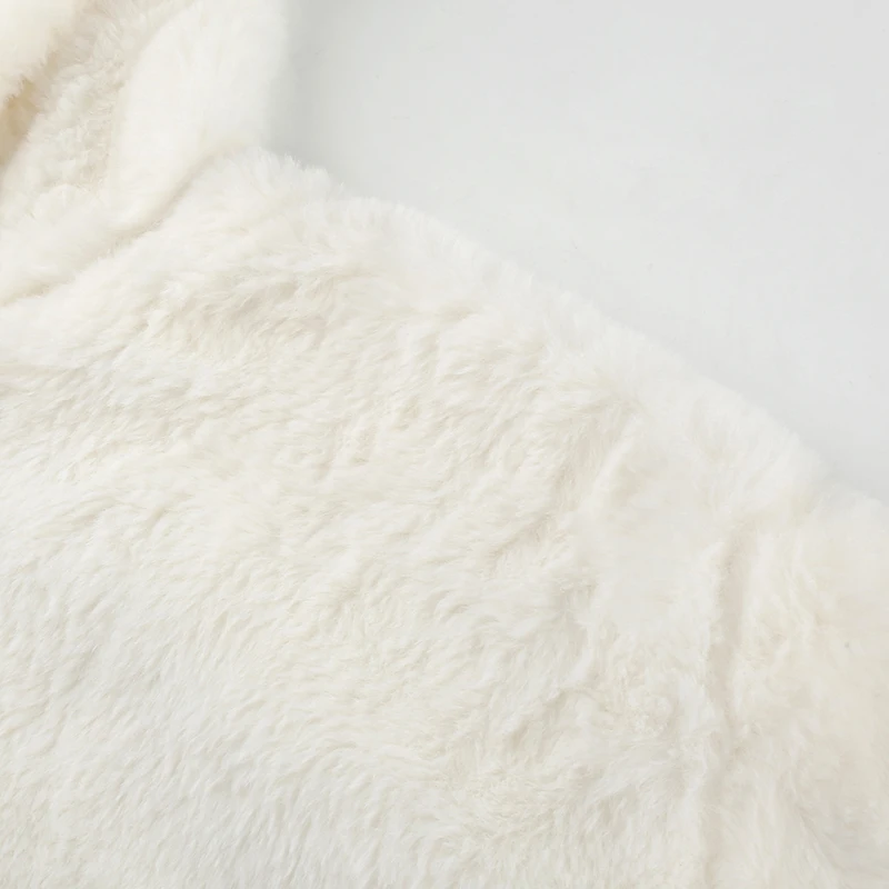 HEYounGIRL белый пушистый негабаритных толстовки для женщин Повседневная Толстовка с длинным рукавом дамская модная толстовка из искусственного меха осень зима
