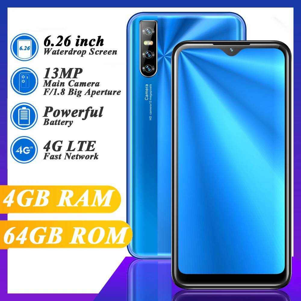 Смартфон Note10 4G 64 ГБ 13 МП LTE распознавание лица разблокированный четырехъядерный