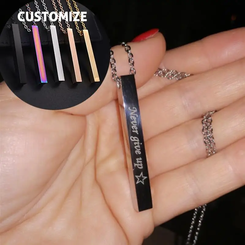 Pendant Necklace Jewelry Choker Engraving Custom Name Stainless-Steel Personalized Gift