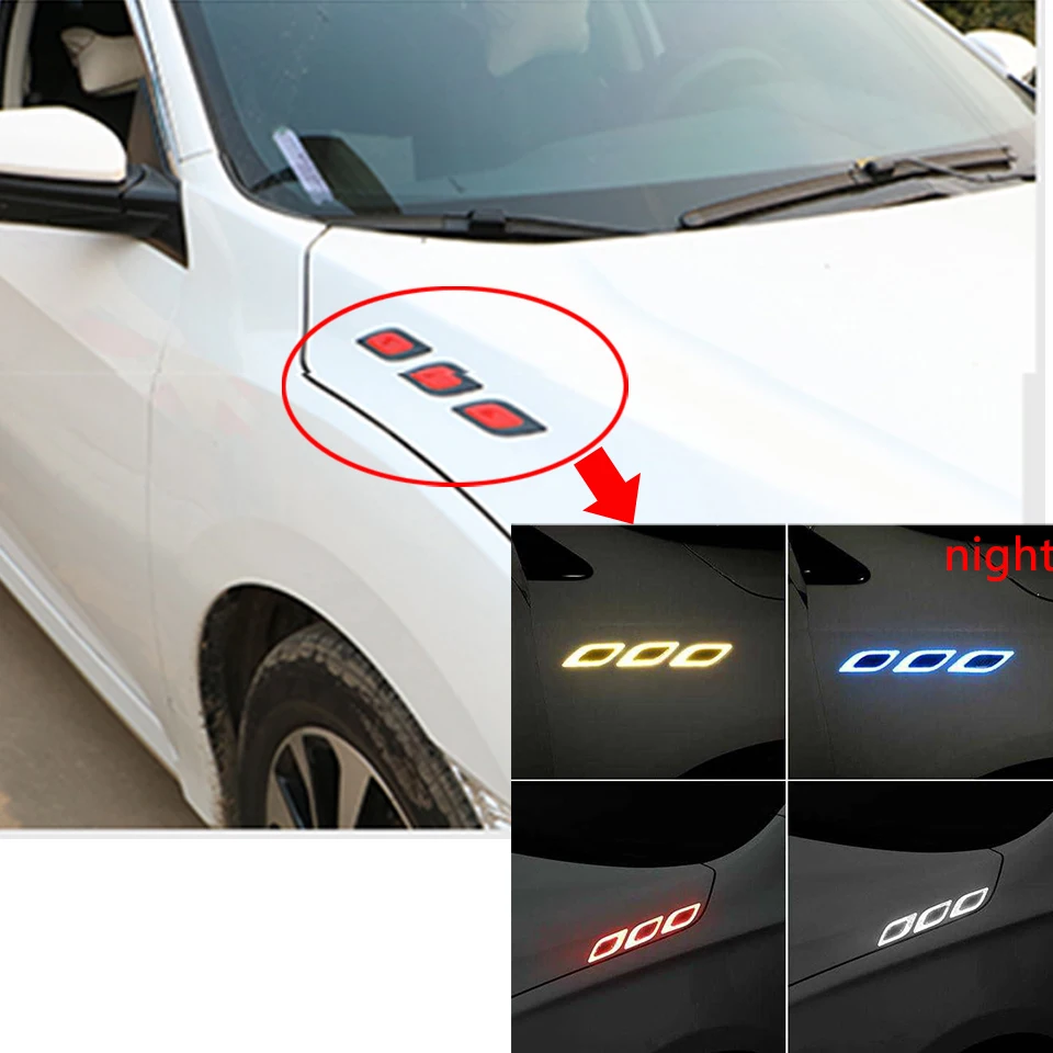 6 шт капот автомобиля Светоотражающая полосатая наклейка для Audi A4 B7 B5 A6 C6 Q5 Honda Civic 2006-2011 подходит согласие CRV аксессуары