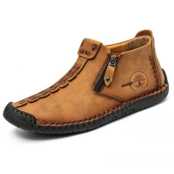

Mazefeng Winter Men Ankle Boots Comfortable Thick Plush Warm Men Snow Boots Split Leather Autumn Outdoor Man Motorcycle Footwear