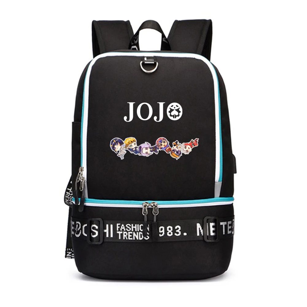 JoJo's Необычные Приключения Оксфорд школьные сумки аниме Bookbag USB зарядка Рюкзак