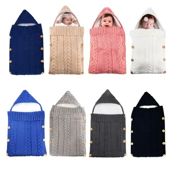 

Warm Baby Blanket Soft Baby Sleeping Bag Footmuff Knitting Fleece Lining Newborn Swadding Wrap Stroller Accessories Sleepsacks