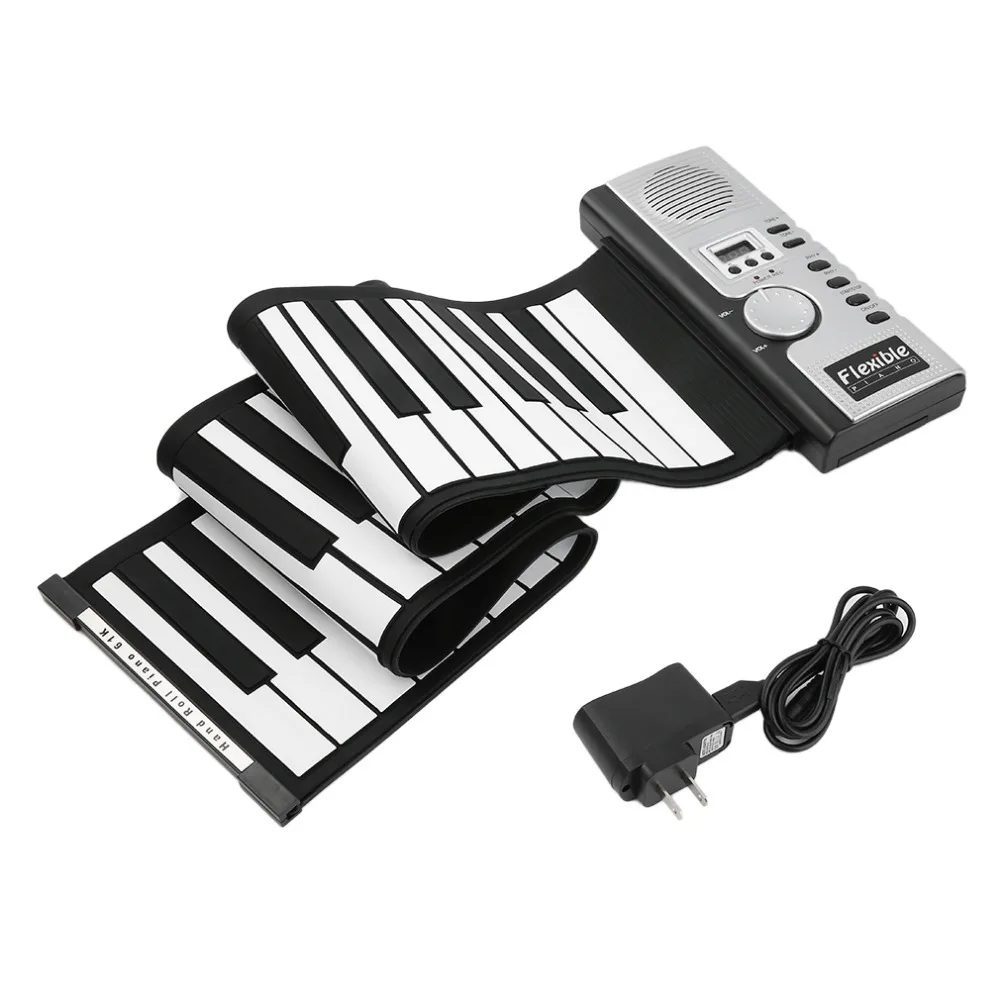 TSAI фортепиано Электронная черно-белая 61 клавиша универсальная гибкая сворачивающаяся мягкая клавиатура пианино для гитарных плееров популярная горячая распродажа