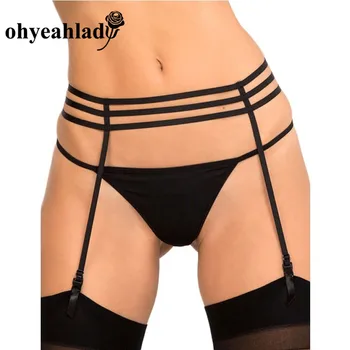 

Ohyeahlady Stockings Suspender Belt Black Garters For Women Elasticized Strappy Large Size Bandage Garter Panties PI5114