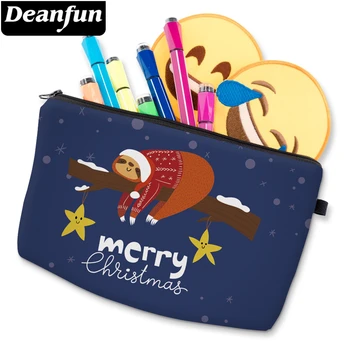 

Deanfun Small Makeup Bag Christmas Sloth Brush Bag Travel Pouch Bags Blue Cosmetic Bag For Women D52526