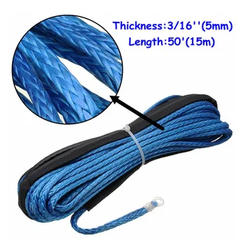 

1Pcs Winch Rope Blue 5mmx15m For ATV UTV Towing Spare Replacement Parts