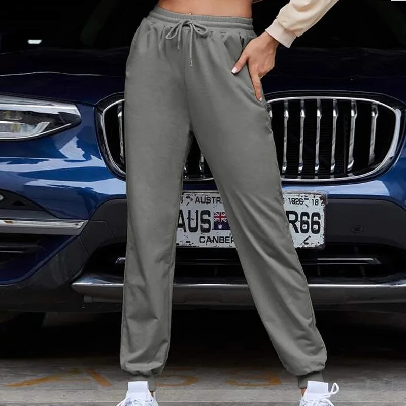 work trousers eDressU Women Long Sweatpants 2021 Casual Loose Ankle Banded Pants Solid Sport Trousers Elastic Tracksuit Bottoms LH-8436 yoga pants