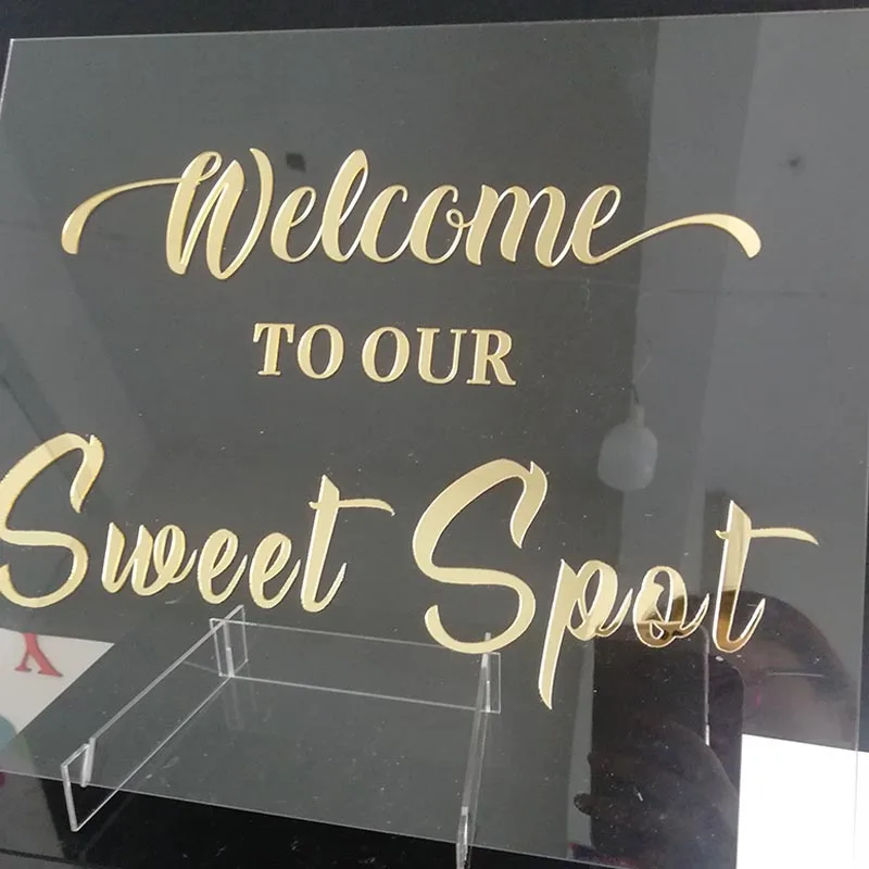 

Welcome Sign for Wedding Clear Glass Personalized Sign Modern Wedding Custom acrylic Welcome to our Wedding Personalized