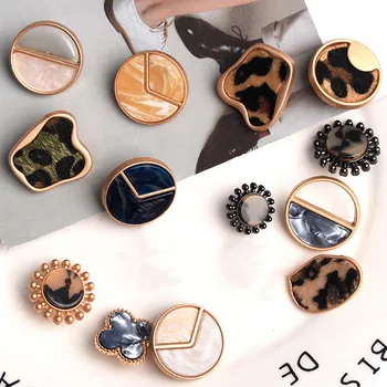 

5pcs 22mm Leopard print irregular Shape Button crystal glassMetal Zinc Alloy Sewing Buttons for Coat clothing DIY handmade