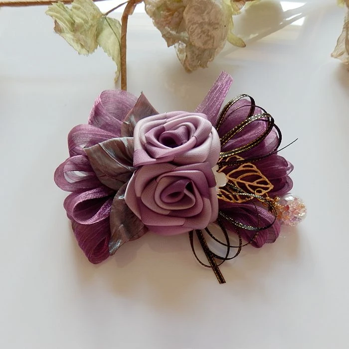 Pince à cheveux en fil violet/lilas rose fait à la main, nœud perlé,  accessoires de cheveux à fleurs classiques | AliExpress