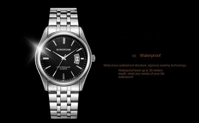 Trendy Fashion Steel Band Men's Calendar Waterproof Watch Belt Watch Romantic Watches discount