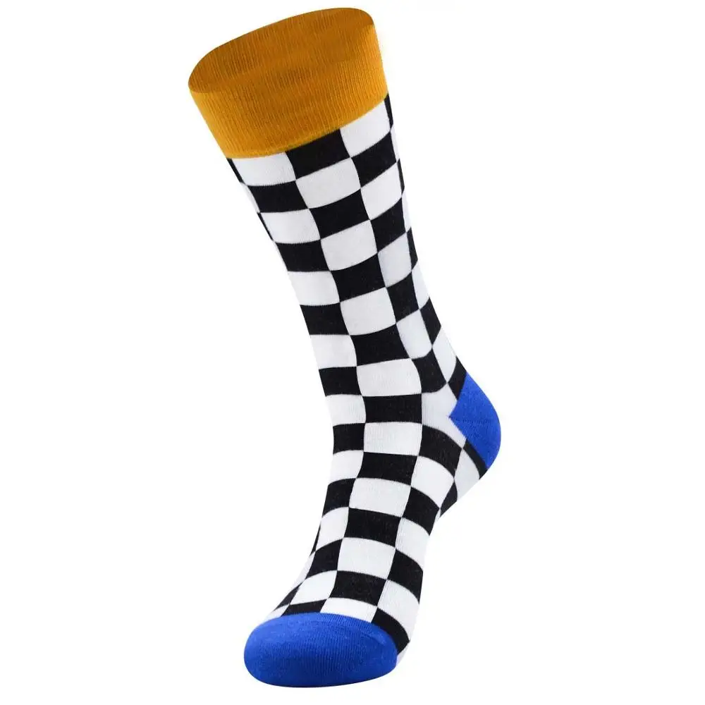 Crew Cotton Happy Socks Men British Style Harajuku Casual Harajuku Designer Brand Fashion Novelty lattice Art For Couple Fun - Color: 2