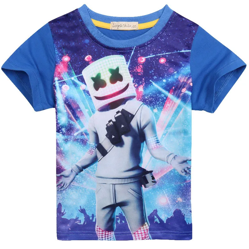 

Cross Border for DJ Electronic Music Cotton Candy Summer CHILDREN'S Short-sleeve T-shirt Marshmello Rock And Roll Big Boy 32015