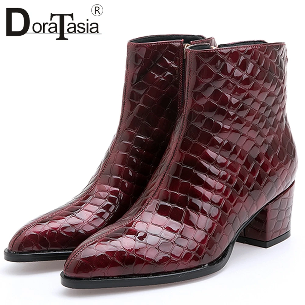 

DORATASIA New Hot Sale Big Size 33-43 Fashion Pointed Toe Ladies Chunky Heels Shoes Woman Casual Party Autumn Spring Ankle Boots