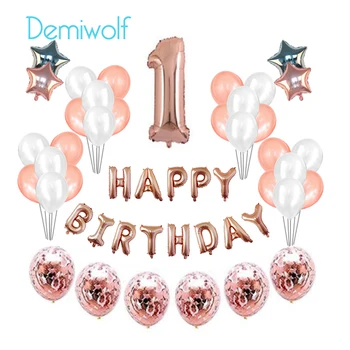 

Rose Gold 1-80 Years Old HAPPYBIRTHDAY Birthday letter Balloons Set latex balloon birthday party decorations kids adults