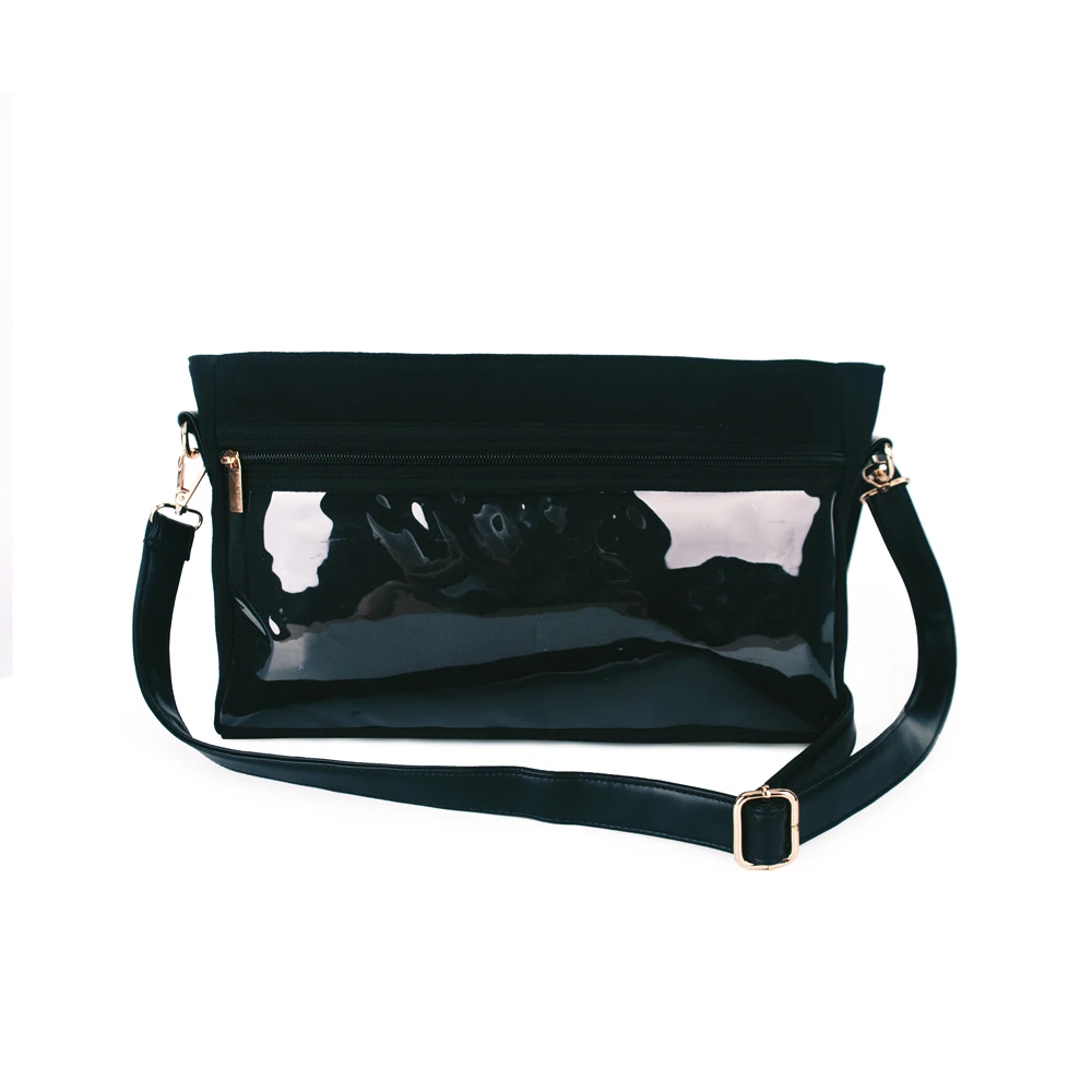Образец пляжная сумка ПВХ черная прозрачная сумка-мессенджер ПВХ сумка через плечо Полосатый клатч DOM1091026 - Цвет: black