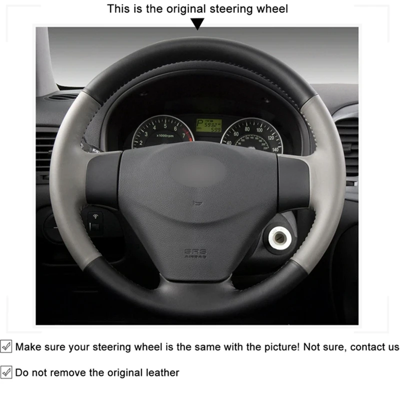 DIY черный искусственный кожаный автомобильный чехол на руль для Kia Rio Rio5 hyundai Getz(подтяжка лица) 2005-2011 Accent 2006-2011