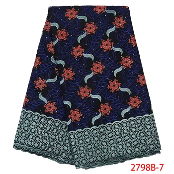 

Cotton Lace Fabric Nigerian Lace Fabric 2019 African High Quality Swiss Lace Fabric Dress Embroidery QF2798B-7