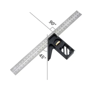 

300mm Stainless Steel Angle Ruler 45 Degrees Combination Protractor Horizontal Active Angle Foot Carpentry Ruler Measuring Tools