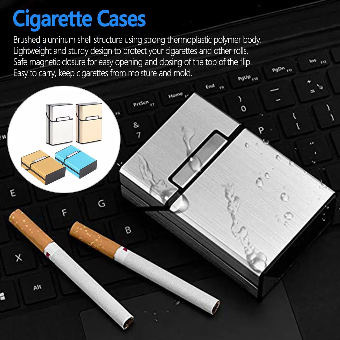 

2019 1Pcs New Ultra Thin Fashion Pipe Creative Personality Cigaret Case Slim Metal Box Aluminum Gift Box Mini Cigarette Holder