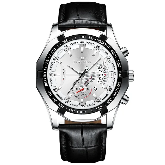 FNGEEN Luxury Men's Watches Stainless Steel Band Fashion Waterproof Quartz Watch For Man Calendar Male Clock Reloj Hombre S001 s001-11