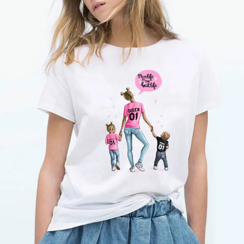 Женская футболка корейская мода одежда Harajuku Kawaii белая подарок для мамы женская