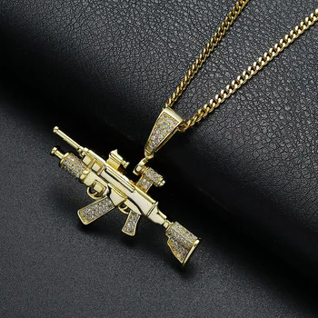 

Occident Fashion Hip Hop Ornament Gun Sniper Rifle Men's Hip Hop Pendant Copper Micro Inlaid Zircon Cool Gun