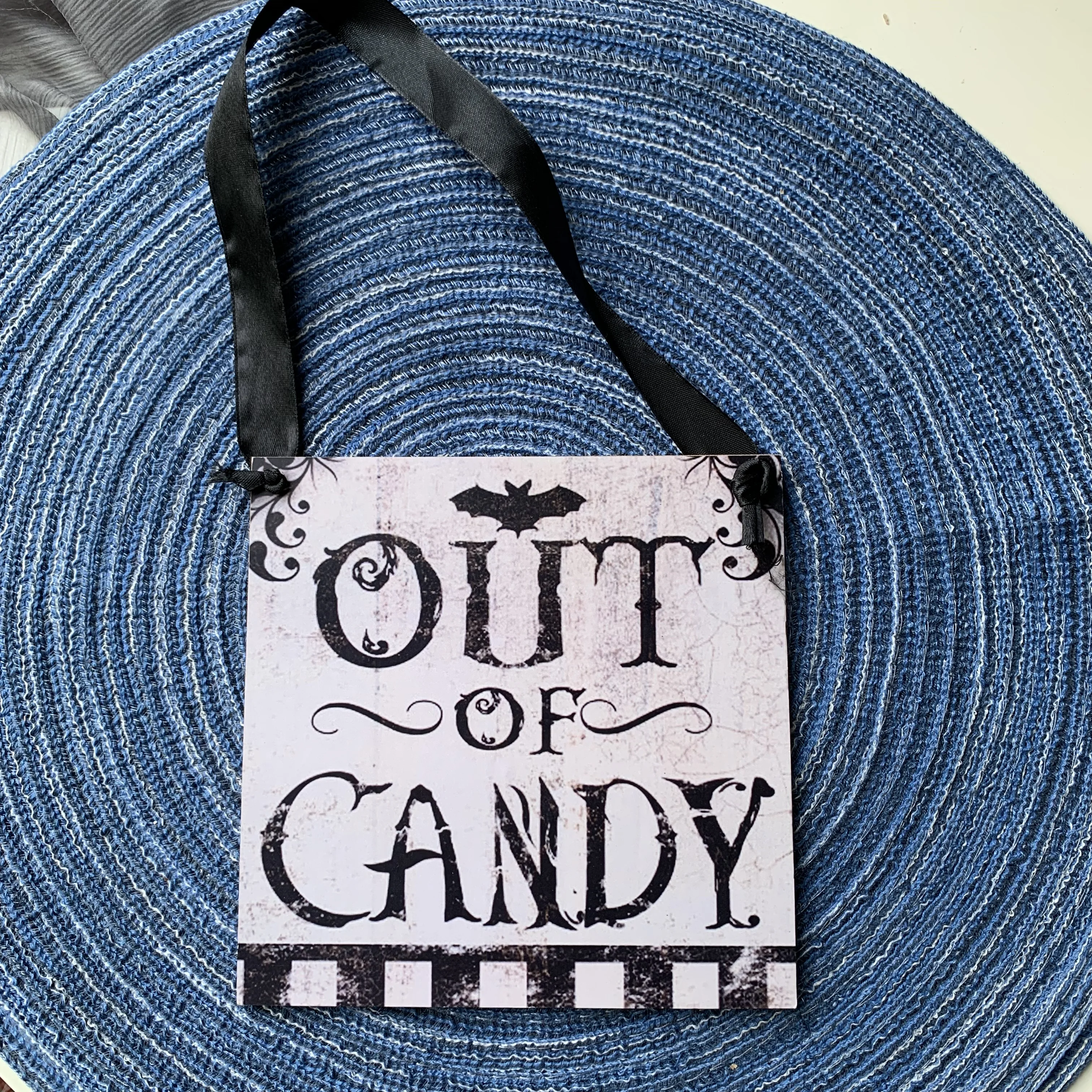 Halloween Store Room Sign Decoration Halloween Supplies Sign Out Of Candy Ribbon Hanging Rope Square Convenient Wooden Listing