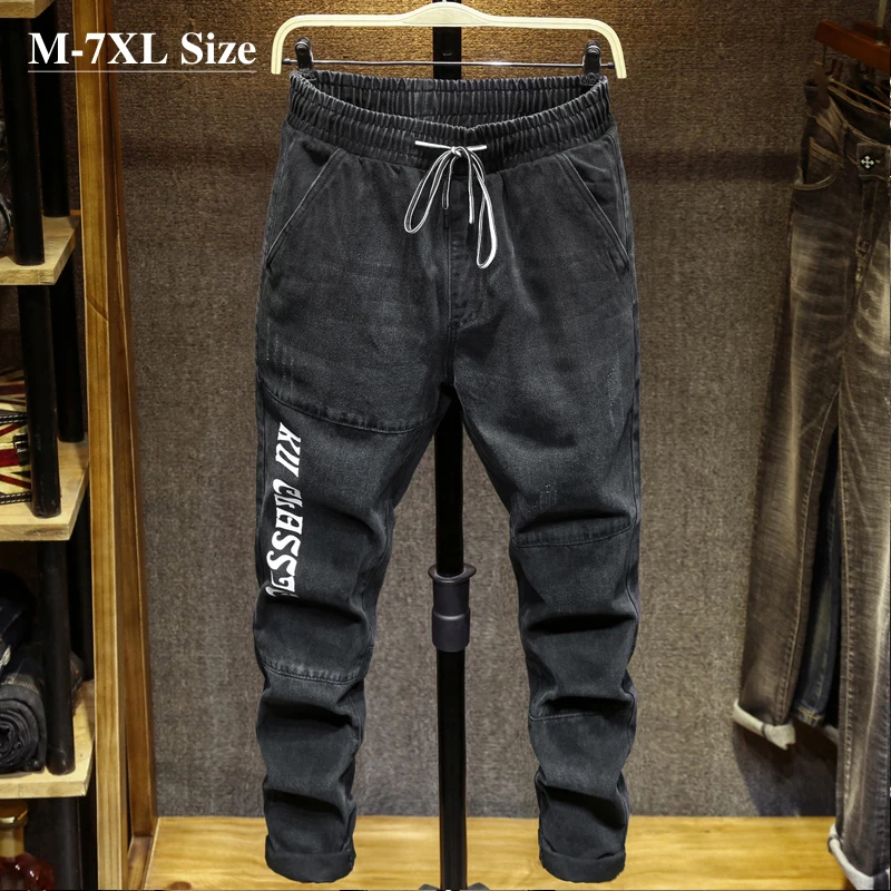 Good Deal Gray Jeans Harem-Pants Stretch Waist Printing Black Male Men Plus-Size Denim New-Fashion dmx5MLQQElj