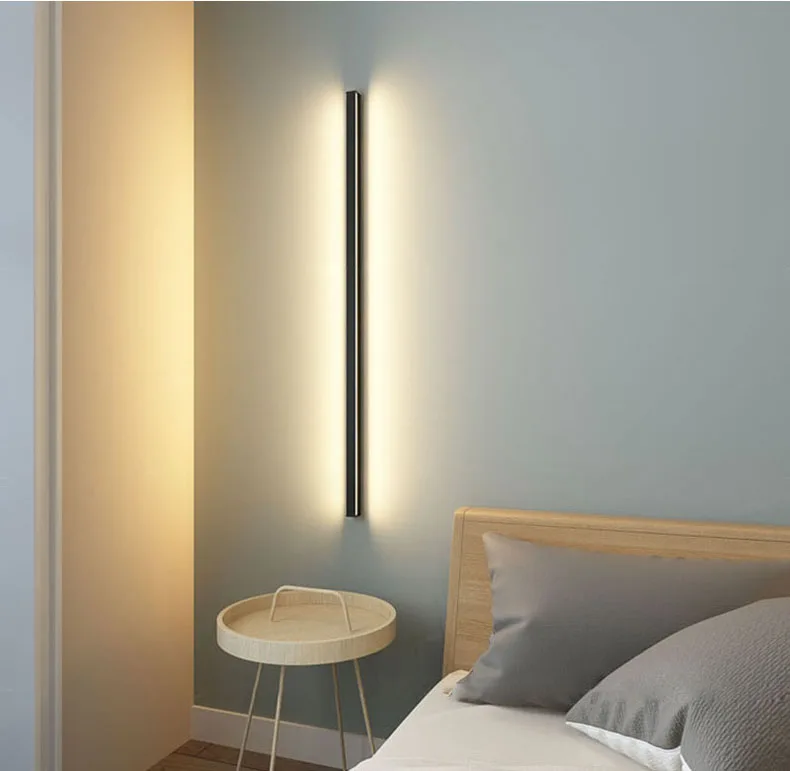 Simple long strip wall lamp bedroom bedside lamp modern minimalist Nordic wall lamp creative living room hotel wall lamp outdoor wall lights