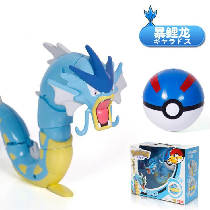 Gyarados with box Действий Морфинг Pokeballs Super Wings трансформации игрушки для ребенка Пикачу; Чаризард Мьюту Blastoise Venusaur Gyarados Pocket Monster игрушки - Цвет: Gyarados with box