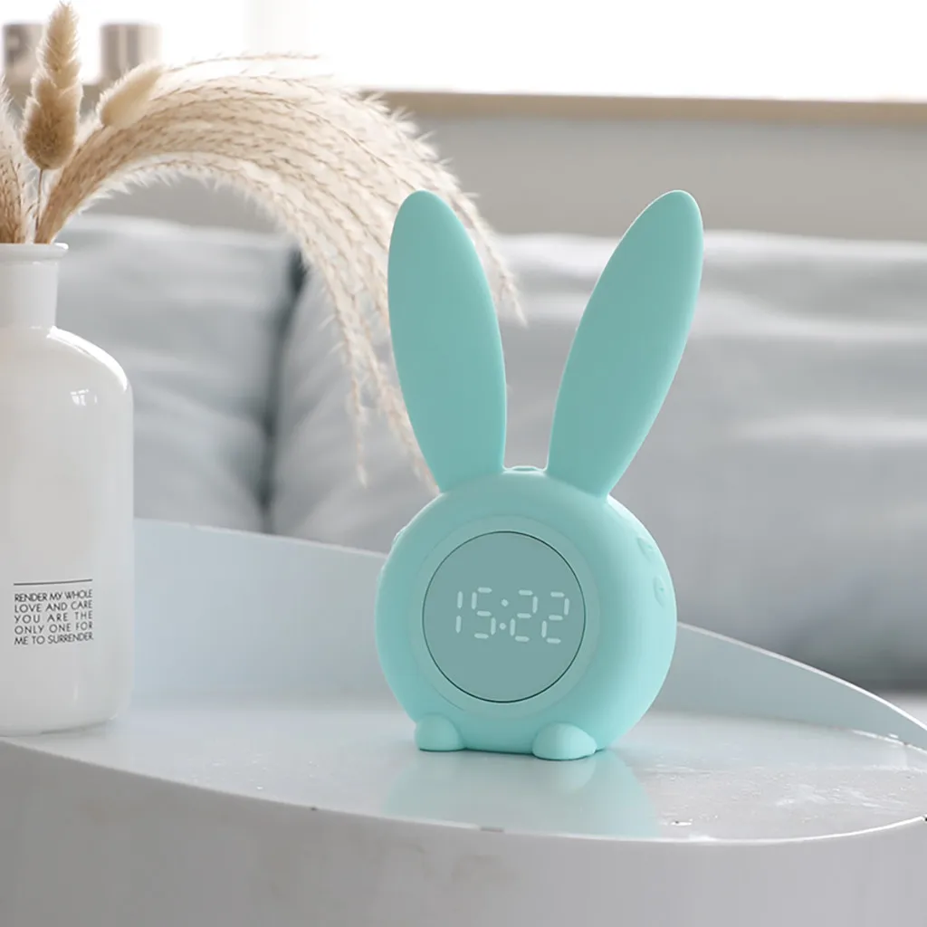 Creative alarm clock Cute Rabbit Alarm Clock Creative Led Digital Snooze Cartoon Electronic Clock for Living Room Home Supplies