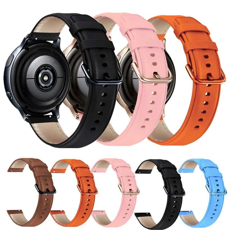 Ремешок из натуральной кожи для Samsung Galaxy Watch Active 2 42 мм браслет смарт-часов Amazfit bip gtr