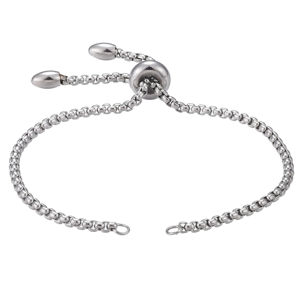 PandaHall 10 Stück Verstellbare 304 Edelstahl Schiebe-Kettenarmbänder Charm-Glieder für Schmuckherstellung – Detail 1