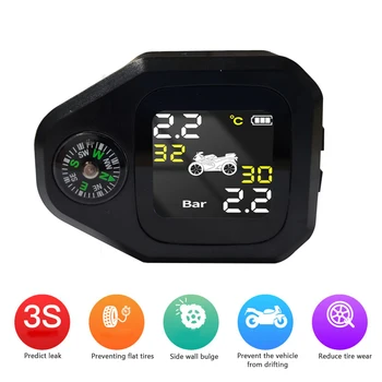 

Tire Pressure Monitoring System Solar Motorcycle TPMS with Compass Tire Pressure Monitoring System Motorcycle Tyre Alarm
