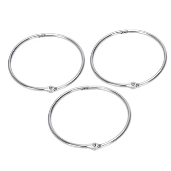 

3 x Metal Staple Book Binder Loose Leaf Rings Keychain 66x60xm