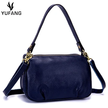 

YUFANG Female Handbag Genuine Leather Mother Messenger Bag Brand Leather Socialite Shoulder Bag Real Cowskin Women's Daily Bag