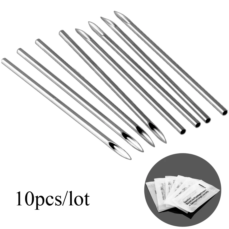 10pcs/lot Surgical Steel Tribeveled Medical Needles Sterilized Body