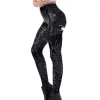 Черные женские леггинсы осенние женские сексуальные Хеллоуин паутина шаблон легинсы для фитнеса, штаны эластичный пояс эластичные брюки