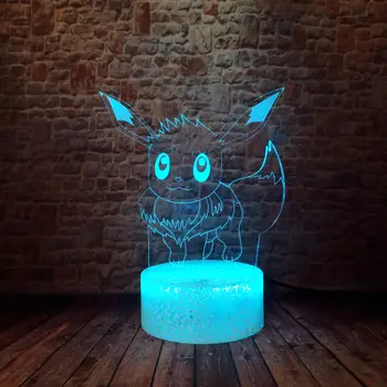 

Cute 3D LED Kids Nightlight Colorful Changing Light Pikachu Bulbasaur Charmander Eevee Figuras Model action & toy figures