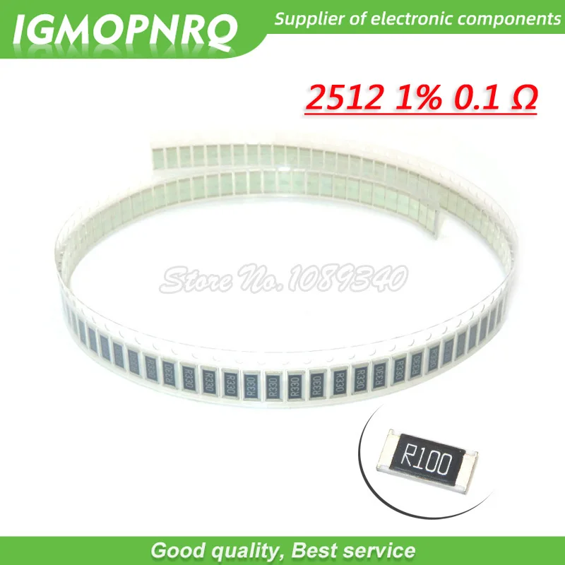 50pcs 2512 Smd Resistor 1w 1 0.1r 0.1 Ohm R100 Igmopnrq Resistors