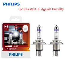 Philips Authentic H4 9003 12V 60/55W P43t X-treme Vision Car Headlight Bright Halogen Bulbs ECE Approve 12342XV S2, Pair