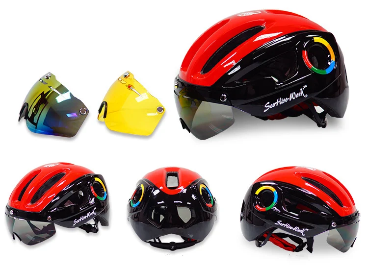 color4 Велосипедный шлем MTB велосипед для мужчин шлем Объектив серый козырек очки горные Горная дорога велосипед шлем-каска трасса Cascos Ciclismo - Цвет: color4