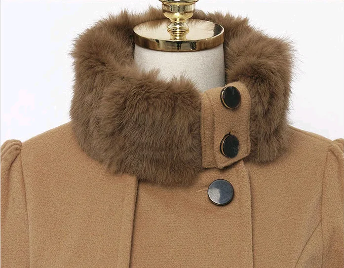S-5XL, Женское зимнее приталенное длинное шерстяное пальто из искусственного меха, двубортное стеганое корейское кашемировое пальто