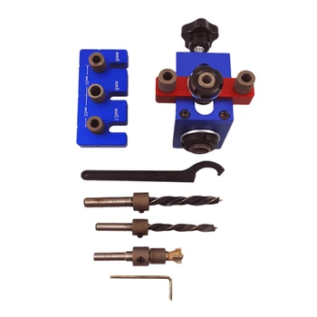 

Woodworking Three-In-One Punch Locator Hole Opener Boring Puncher Woodworking Puncher Woodworking Drill Guide Kit Tools B