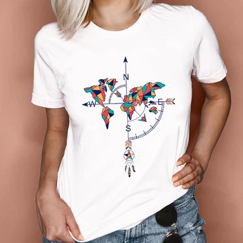 Women Graphic Feather Printing Fashion 90s Cute Watercolor Short Sleeve Lady Clothes Tops Tees Print