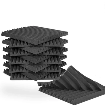 

12Pcs Soundproofing Acoustic Studio Absorbing Wedge Foam 12" x 12" x 1" Tiles Wall Panels Suitable For Sound Studio