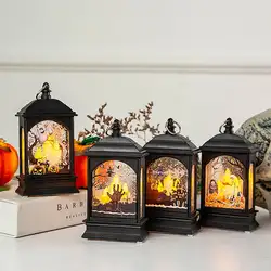 Счастливый Хэллоуин винтажная Тыква с замком и фонарем подвесные украшения для вечеринки светодиодный фонарь вечерние принадлежности